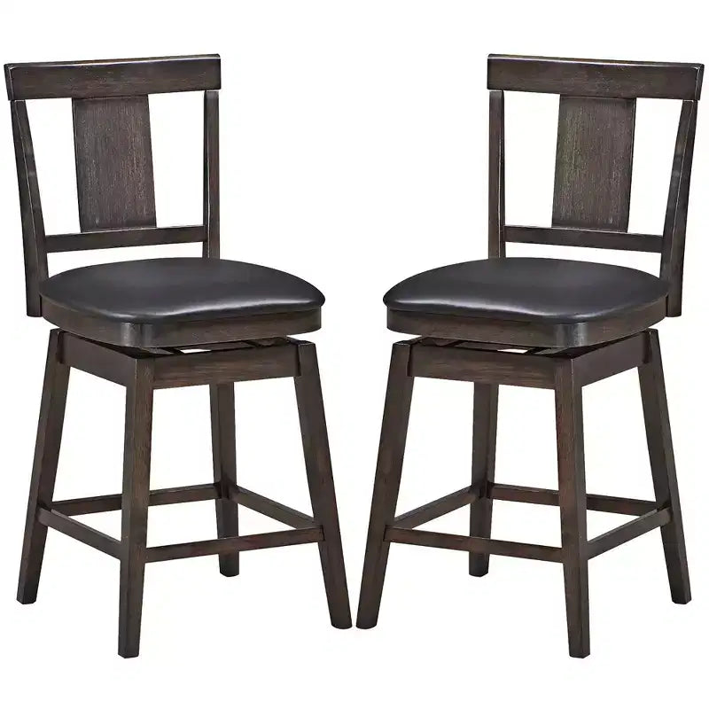 Costway Sgabello da Bar Girevole da 1/2/3/4 Pezzi, 61 cm, con Rivestimento, Altezza Contatore, con Gambe in Legno di Caucciù