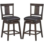 Costway Sgabello da Bar Girevole da 1/2/3/4 Pezzi, 61 cm, con Rivestimento, Altezza Contatore, con Gambe in Legno di Caucciù