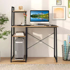 Scrivania da ufficio Costway con libreria porta PC e struttura in metallo, scrivania per studio
