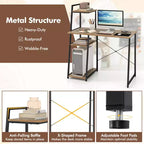 Scrivania da ufficio Costway con libreria porta PC e struttura in metallo, scrivania per studio