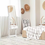 HOMCOM Armadio Portagioie con Specchio a Figura Intera e Luci LED, Organizer Gioielli con 4 Angoli Regolabili e Chiave