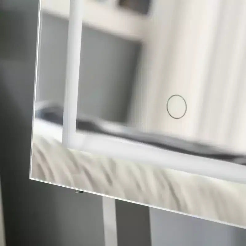HOMCOM Armadio Portagioie con Specchio a Figura Intera e Luci LED, Organizer Gioielli con 4 Angoli Regolabili e Chiave