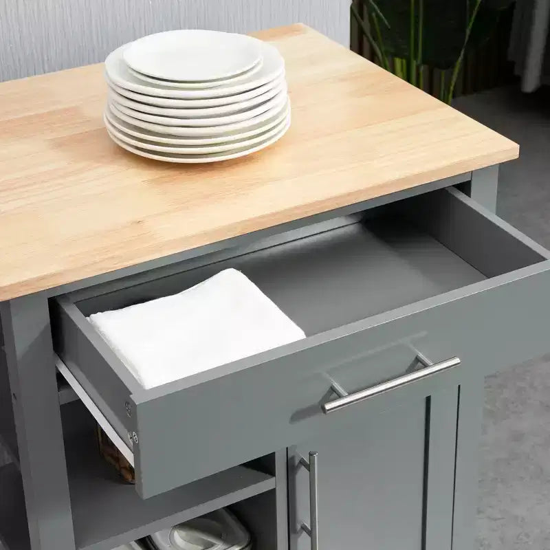 HOMCOM Carrello da Cucina Compatto con Ruote, Carrello Multiuso con Ripiano e Cassetto per Sala da Pranzo