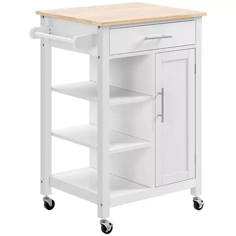 HOMCOM Carrello da Cucina Compatto con Ruote, Carrello Multiuso con Ripiano e Cassetto per Sala da Pranzo