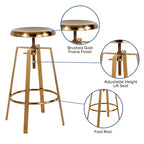 Sgabello da bar in stile industriale Merrick Lane con sedile girevole regolabile in altezza