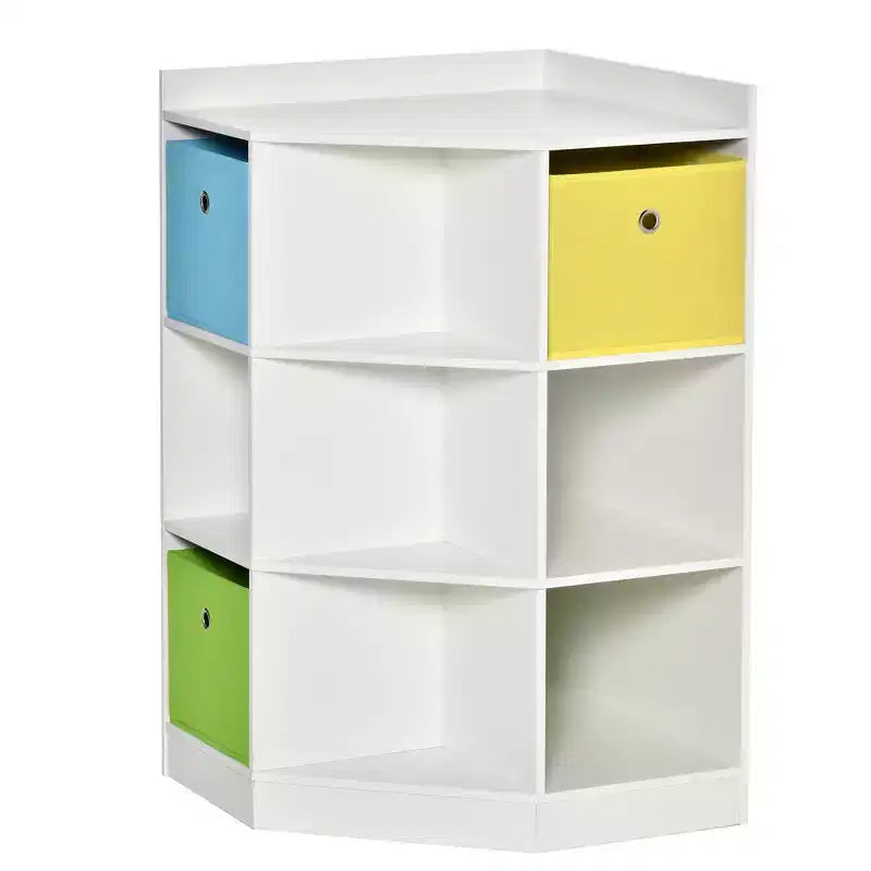 HOMCOM Mobile da Armadio per Bambini in Legno, Angolare Autoportante, Cassetti Contenitori per Giocattoli Vestiti Libri, Comò, Libreria per Bambini, Mensola Espositiva, Guardaroba per Camera da Letto con Dispositivo Antiribaltamento, Cassetti