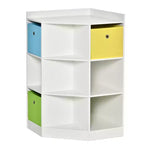 HOMCOM Mobile da Armadio per Bambini in Legno, Angolare Autoportante, Cassetti Contenitori per Giocattoli Vestiti Libri, Comò, Libreria per Bambini, Mensola Espositiva, Guardaroba per Camera da Letto con Dispositivo Antiribaltamento, Cassetti