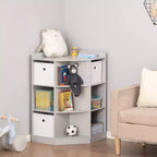 HOMCOM Mobile da Armadio per Bambini in Legno, Angolare Autoportante, Cassetti Contenitori per Giocattoli Vestiti Libri, Comò, Libreria per Bambini, Mensola Espositiva, Guardaroba per Camera da Letto con Dispositivo Antiribaltamento, Cassetti