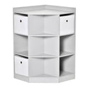 HOMCOM Wooden Kids Cabinet Freestanding Corner Storage Drawer Toys Clothes Books Organizer Dresser Children Bookcase Display Shelf Wardrobe for Bedroom with Anti-toppling Hardware Drawers