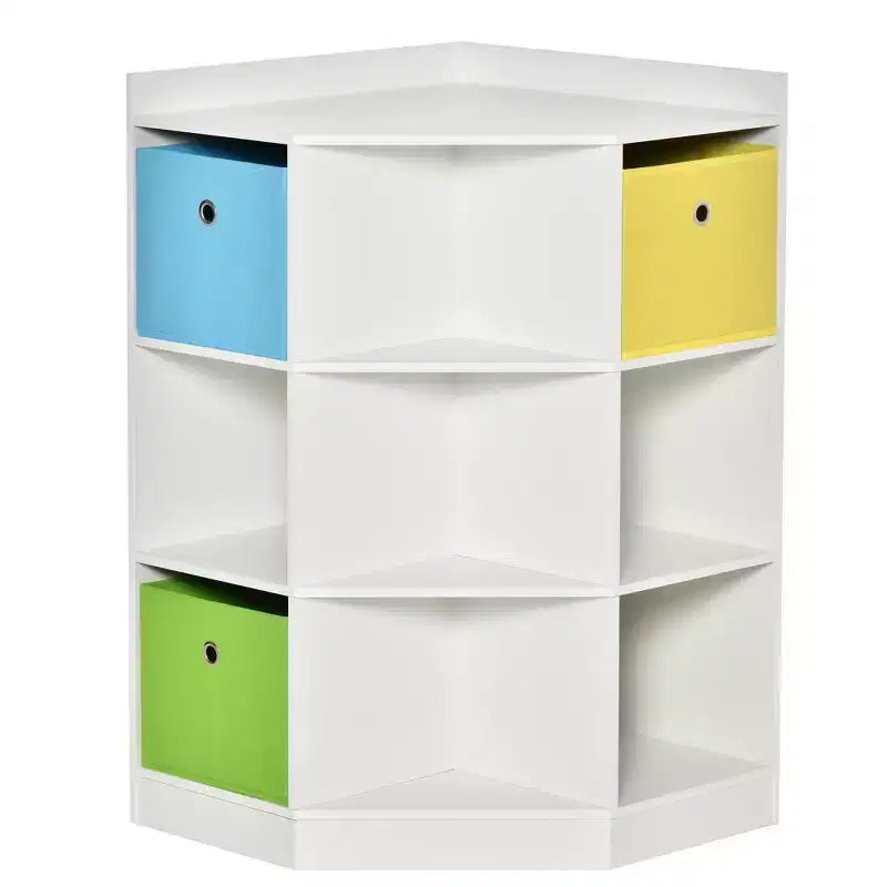HOMCOM Mobile da Armadio per Bambini in Legno, Angolare Autoportante, Cassetti Contenitori per Giocattoli Vestiti Libri, Comò, Libreria per Bambini, Mensola Espositiva, Guardaroba per Camera da Letto con Dispositivo Antiribaltamento, Cassetti