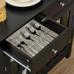 HOMCOM Credenza, Mobile Contenitore con Ante in Vetro, Ripiani Regolabili e 2 Cassetti per Cucina