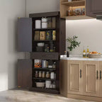 HOMCOM Dispensa da Cucina Autoportante da 180 cm con 4 Ante e 2 Grandi Armadietti, Mobile Contenitore Alto con Ampio Cassetto per Cucina Sala da Pranzo
