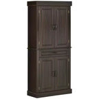 HOMCOM Dispensa da Cucina Autoportante da 180 cm con 4 Ante e 2 Grandi Armadietti, Mobile Contenitore Alto con Ampio Cassetto per Cucina Sala da Pranzo