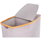 Cesto portabiancheria BirdRock Home diviso in bambù e tela - Grigio