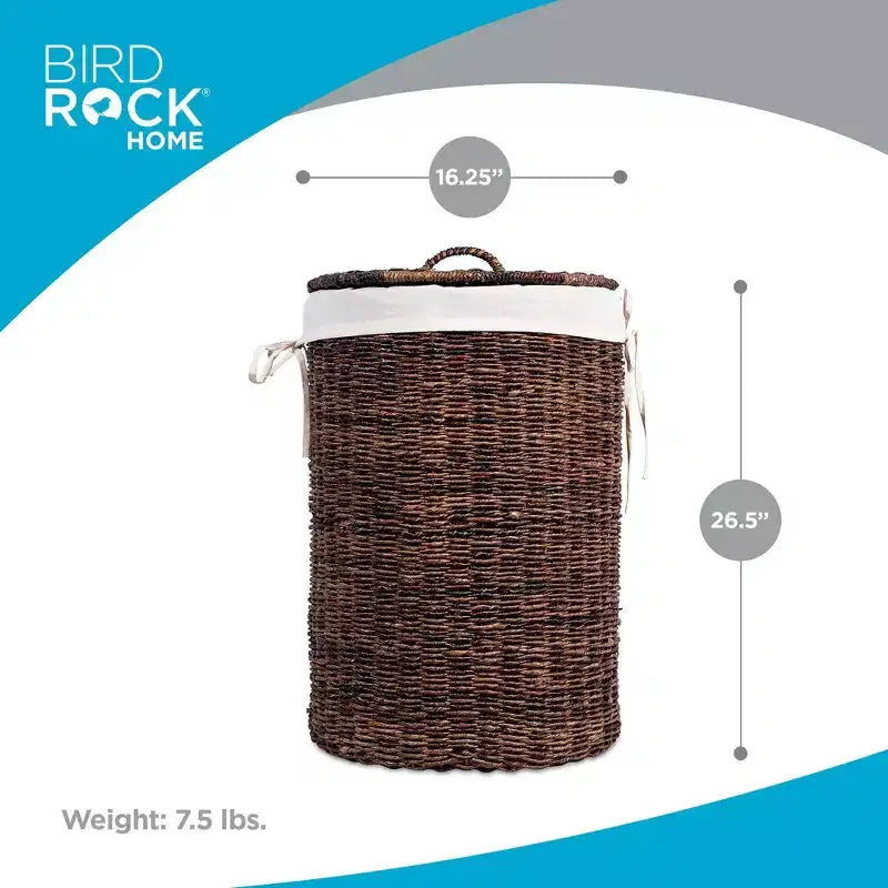 Cesta portabiancheria BirdRock Home Abaca con fodera - Espresso