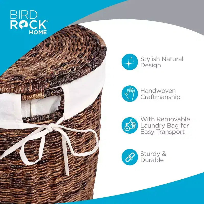 Cesta portabiancheria BirdRock Home Abaca con fodera - Espresso