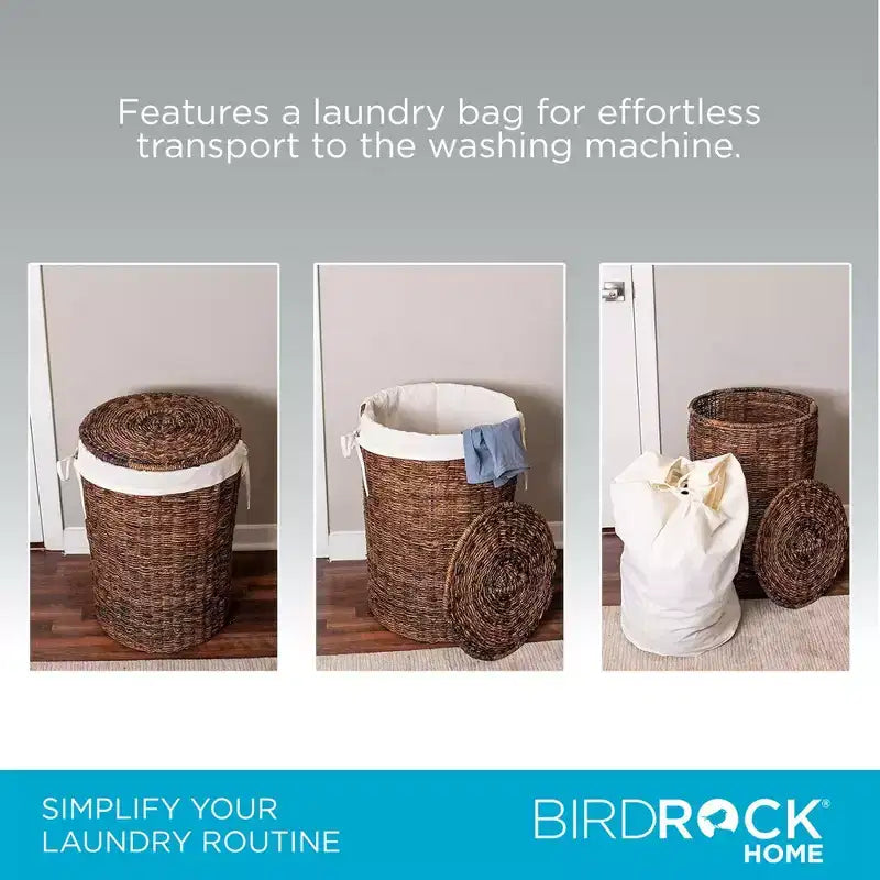 Cesta portabiancheria BirdRock Home Abaca con fodera - Espresso