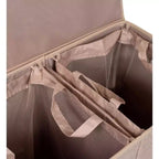 Cesto portabiancheria doppio BirdRock Home con coperchio e fodera rimovibile - Crema