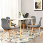 Costway Set di 4 Sedie Laterali Moderne da Pranzo con Gambe in Legno Mobili per la Casa Grigie