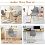 Costway Set di 4 Sedie Laterali Moderne da Pranzo con Gambe in Legno Mobili per la Casa Grigie
