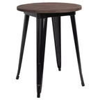 Merrick Lane 24 Round Metal Indoor Table with Galvanized Steel Frame and Rustic Wood Top