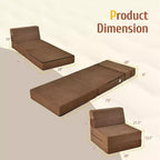 Costway Sedia Tri-Fold Pieghevole Sdraio Lettino Convertibile Divano Letto Dormitorio Marrone