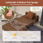 Costway Sedia Tri-Fold Pieghevole Sdraio Lettino Convertibile Divano Letto Dormitorio Marrone