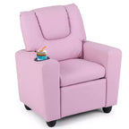 Costway Poltrona Reclinabile per Bambini Divano Seggiolino con Portabicchieri Rosa
