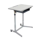 ECR4Kids 3S Mobile Open Front Desk, Sit Stand and Store, Adjustable, Classroom Furniture, Grey