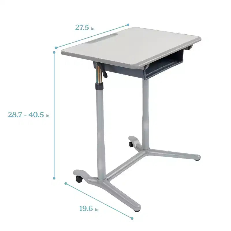 Scrivania Mobile 3S ECR4Kids a Giorno, per sedersi, stare in piedi e contenere, Regolabile, Arredamento per Aula, Grigio