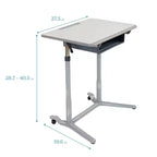 Scrivania Mobile 3S ECR4Kids a Giorno, per sedersi, stare in piedi e contenere, Regolabile, Arredamento per Aula, Grigio