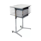 Scrivania Mobile 3S ECR4Kids a Giorno, per sedersi, stare in piedi e contenere, Regolabile, Arredamento per Aula, Grigio
