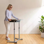 Scrivania Mobile 3S ECR4Kids a Giorno, per sedersi, stare in piedi e contenere, Regolabile, Arredamento per Aula, Grigio