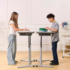 Scrivania Mobile 3S ECR4Kids a Giorno, per sedersi, stare in piedi e contenere, Regolabile, Arredamento per Aula, Grigio