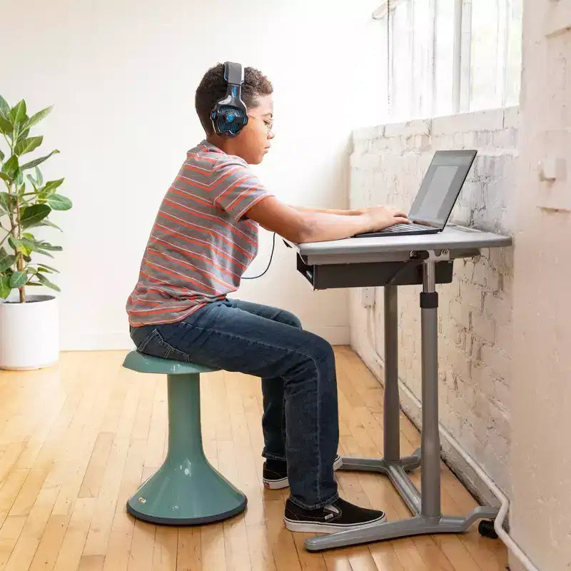 Scrivania Mobile 3S ECR4Kids a Giorno, per sedersi, stare in piedi e contenere, Regolabile, Arredamento per Aula, Grigio