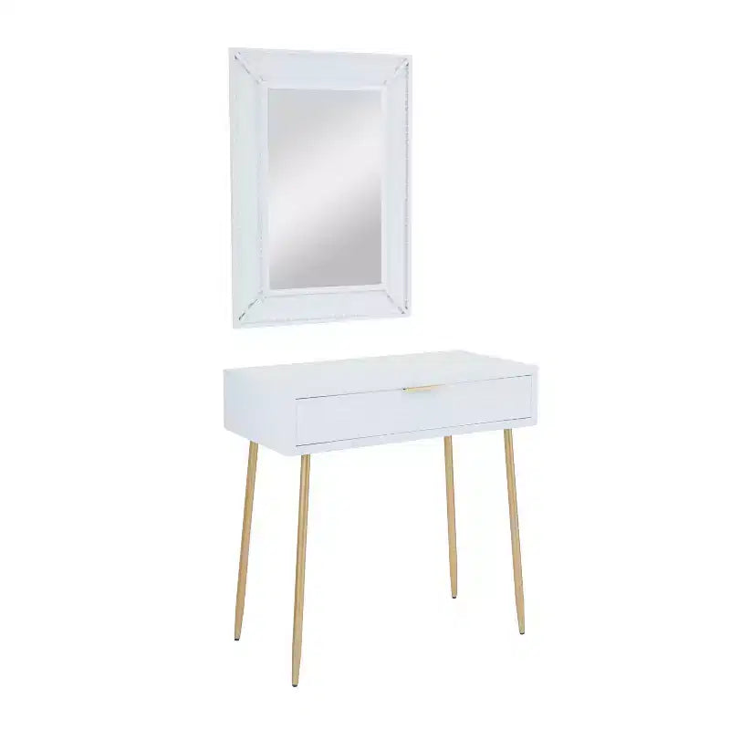 Set di 2 Tavoli Consolle in Legno Stile Contemporaneo con Specchio - Olivia & May