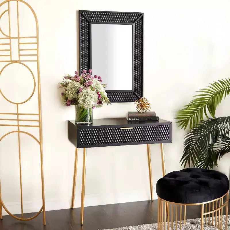 Set di 2 Tavoli Consolle in Legno Stile Contemporaneo con Specchio - Olivia & May