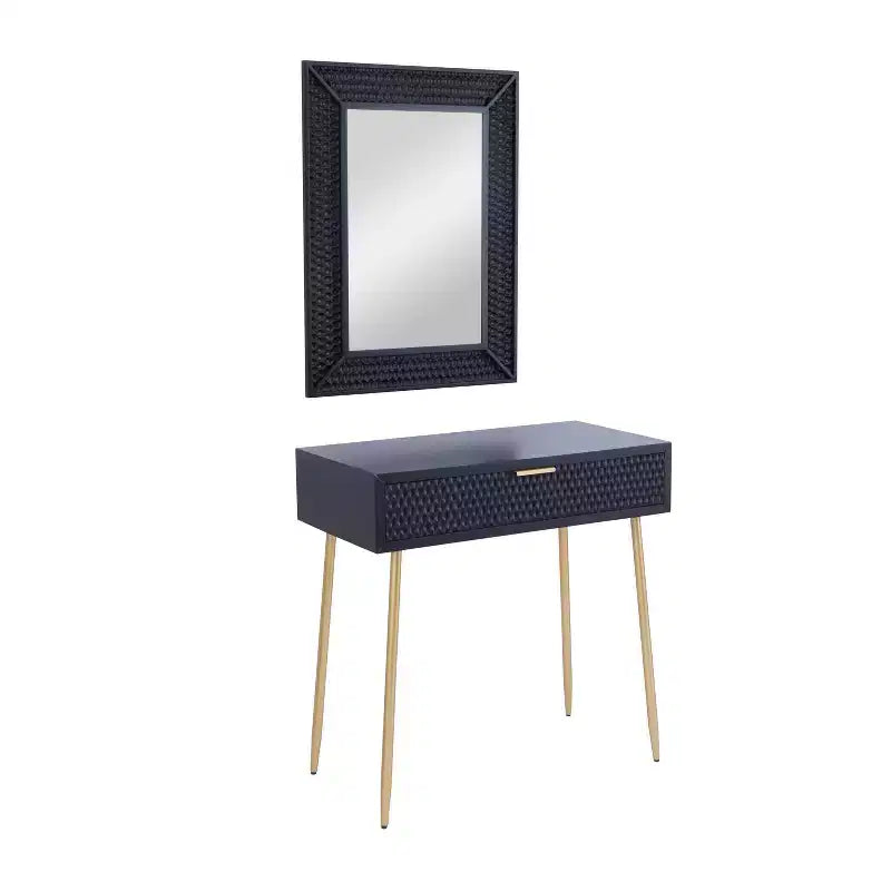 Set di 2 Tavoli Consolle in Legno Stile Contemporaneo con Specchio - Olivia & May