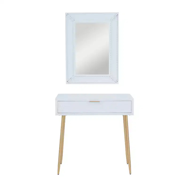 Set di 2 Tavoli Consolle in Legno Stile Contemporaneo con Specchio - Olivia & May