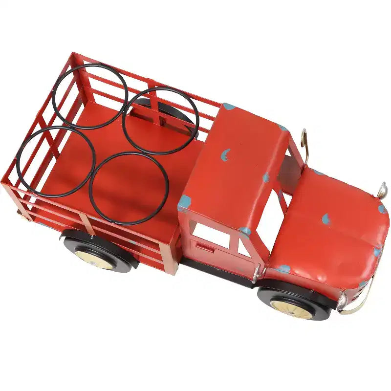 Sunnydaze Portabottiglie Metallo Rustico a Forma di Camion - Rosso