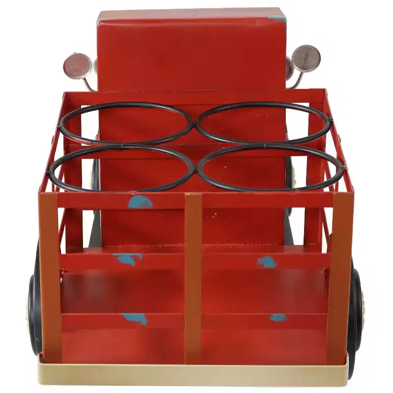 Sunnydaze Portabottiglie Metallo Rustico a Forma di Camion - Rosso