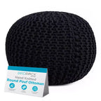 BirdRock Home Round Pouf Foot Stool Ottoman - Black