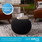 BirdRock Home Pouf Rotondo Poggiapiedi Ottomana - Nero