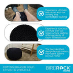 BirdRock Home Pouf Rotondo Poggiapiedi Ottomana - Nero