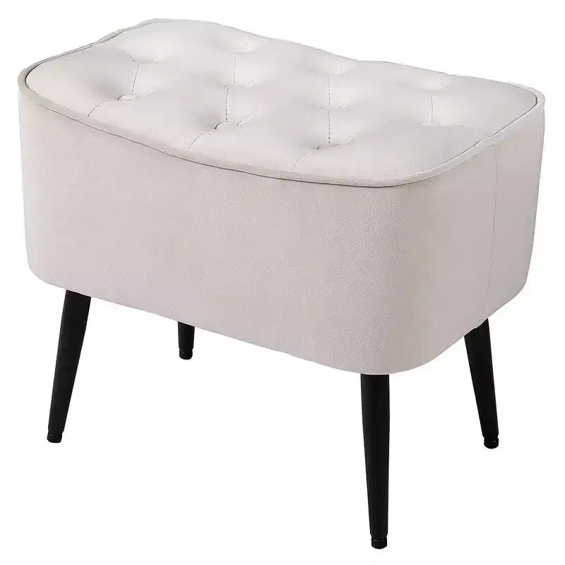 BirdRock Home Tufted Curve Ottoman - Velvet Foot Stool - Tan