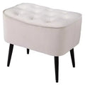 BirdRock Home Tufted Curve Ottoman - Velvet Foot Stool - Tan