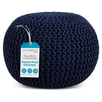 BirdRock Home Round Pouf Foot Stool Ottoman - Navy