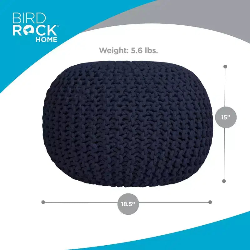 BirdRock Home Pouf Rotondo Poggiapiedi Ottomano - Blu Navy