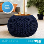 BirdRock Home Pouf Rotondo Poggiapiedi Ottomano - Blu Navy
