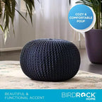 BirdRock Home Pouf Rotondo Poggiapiedi Ottomano - Blu Navy